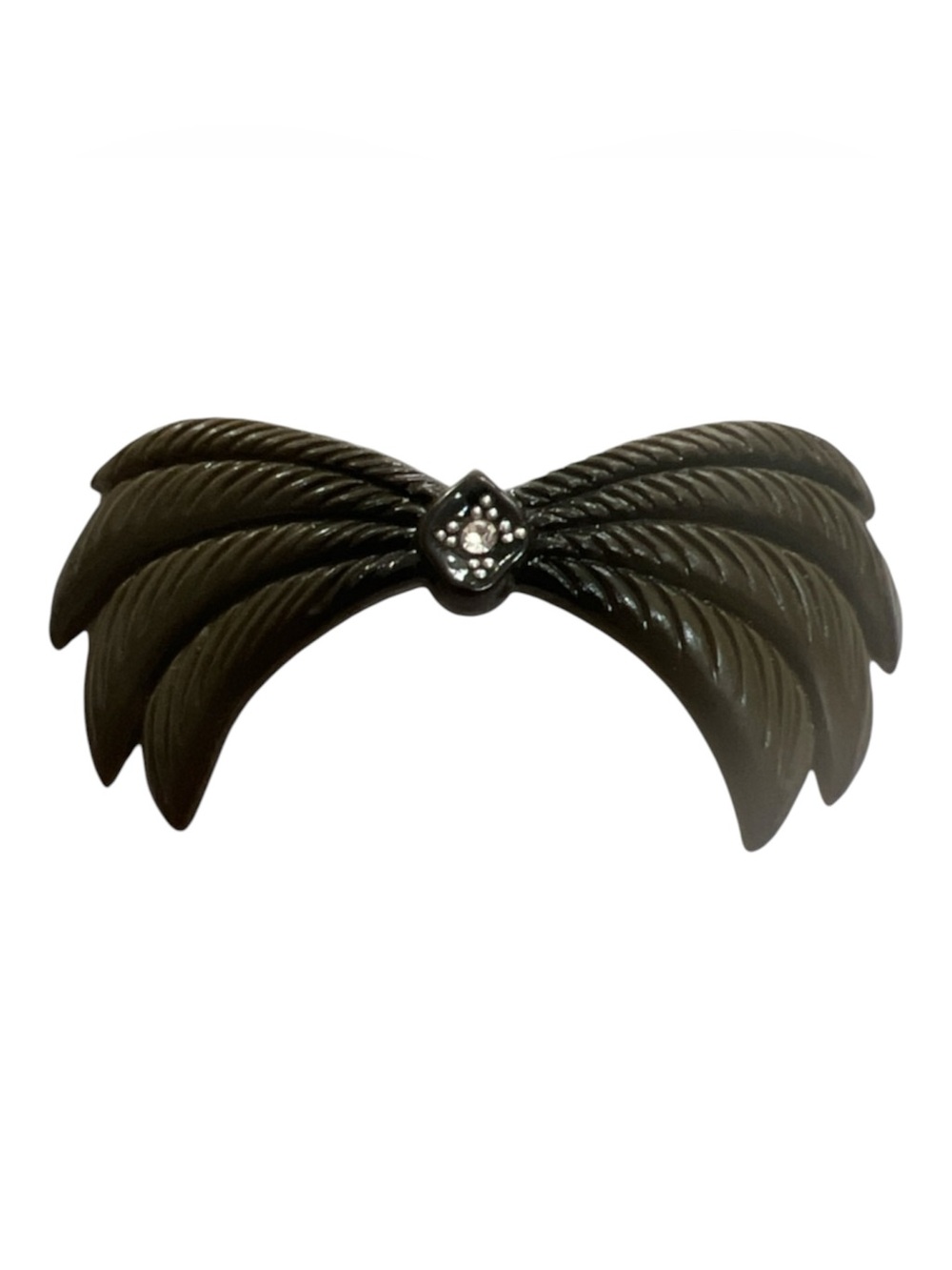1970’s Whimsical French Barrette with Rhinestones in Olive , Deadstock